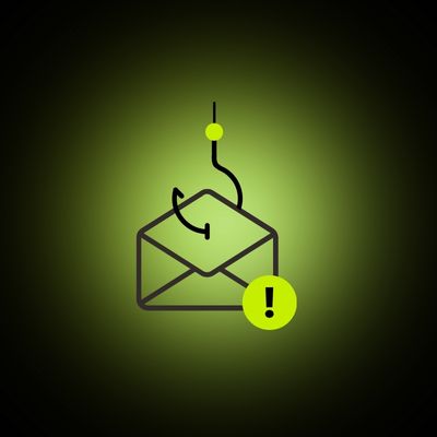 Umschlag hängt am Anglerhaken als Icon