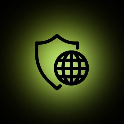 Globus in einem Schutzschild als Icon