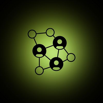 Icon als Moleküle mit User-Icon mittendrin