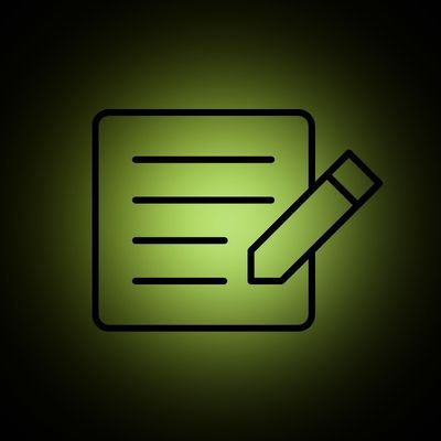 Icons Papier mit Text und Stift